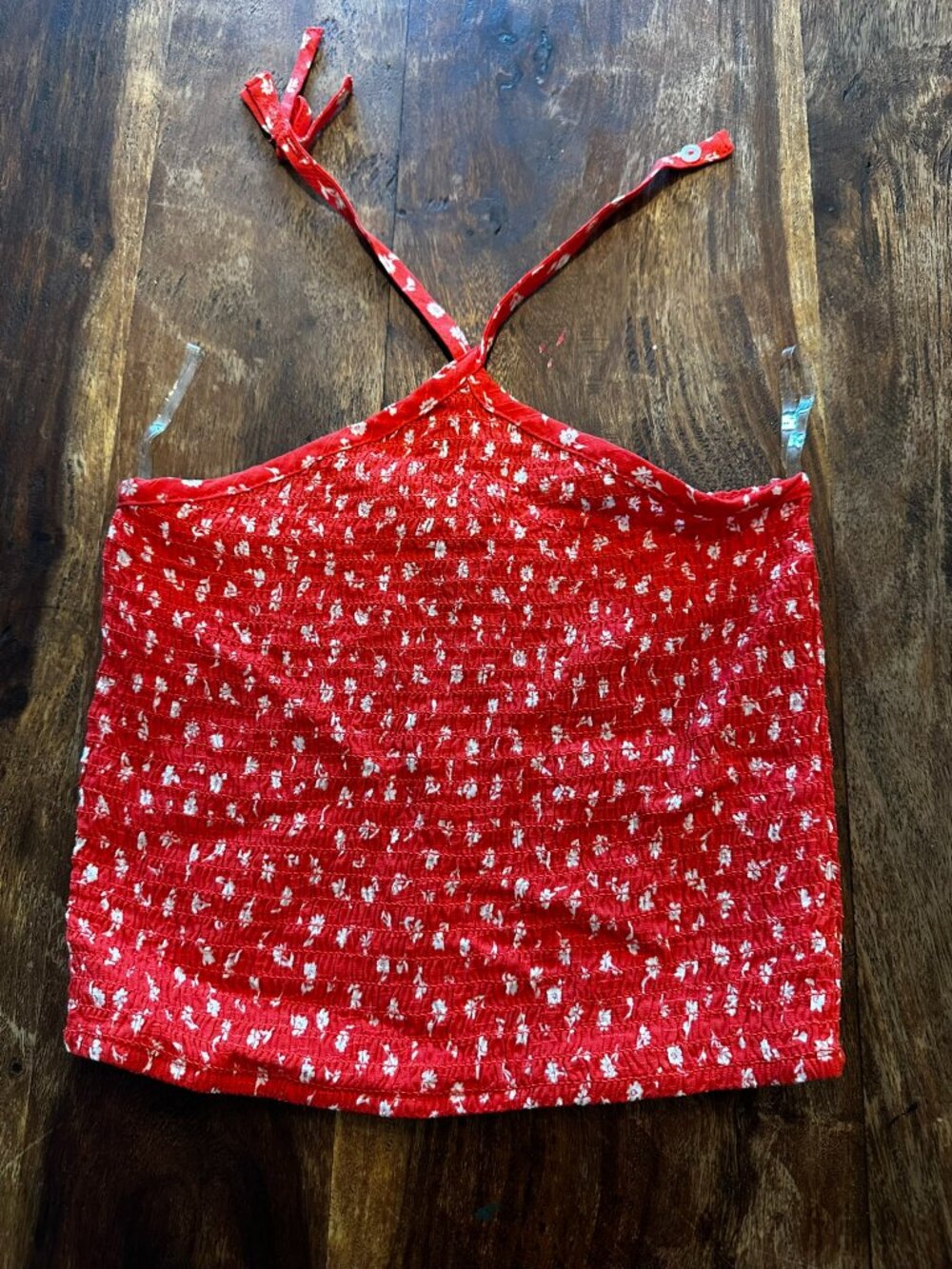 Art Class - Girls Red Floral Smocked Halter Top - Size 8